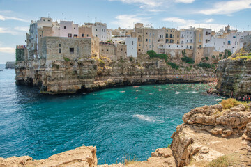 Cliffside Houses Above the Adriatic in Polignano a Mare, Apulia, Italy