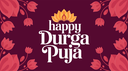 Happy Durga Puja Festival Greeting Design Celebration India