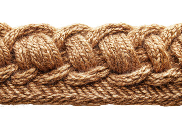 Braided multi tone rope forms a textured pattern against clean white background, perfect for design elements or creative projects