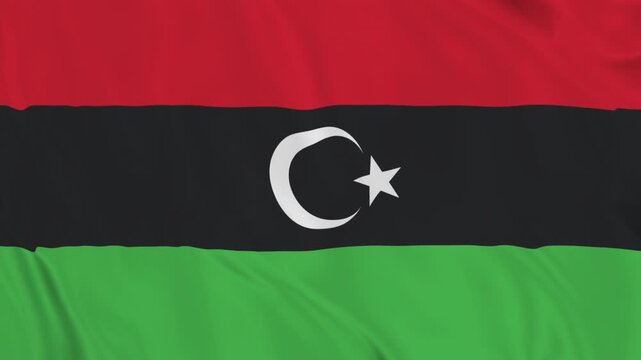 flag of Libiya waving animation video. The flag of Libya realistic waving in the wind
