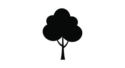 a simple silhouette of a tree with rounded leaves