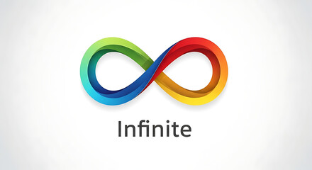 Colorful gradient infinity symbol representing endless possibilities and continuity on a clean white background.