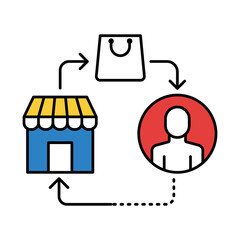 Direct Sale Icon for selling products directly to consumers, bypassing intermediaries for better control and higher profit margins.