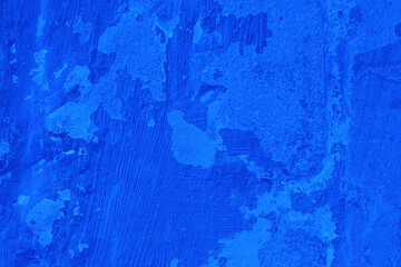 Texture old concrete wall blue peeling stucco paint cement background