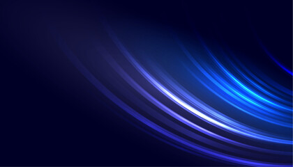 Abstract flowing blue and purple light streaks on a dark background