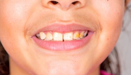 Child's mouth with stained teeth