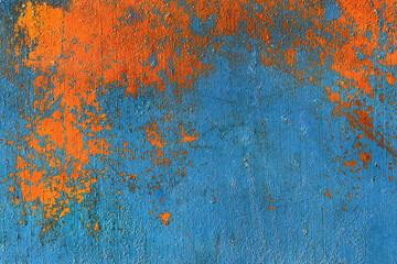 Old rusty metal rust steel brown texture peeling blue paint surface background worn messy