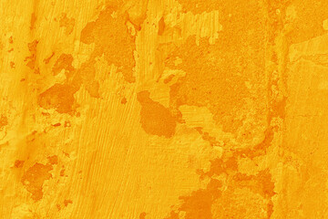 Texture old concrete wall orange bright peeling stucco paint cement background