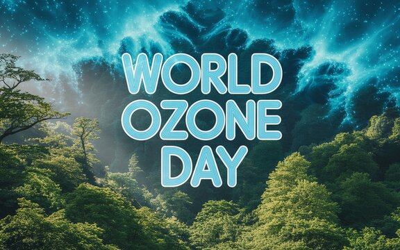 Ozone shield depicted protecting planet from harmful ultraviolet sun rays. - Powered by Adobe