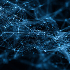 Representation of a network connections in blue tones