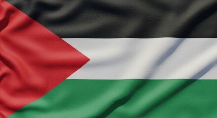 Obraz premium A closeup view of the palestinian flag, showcasing its rich colors and fabric texture