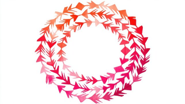 Colorful Abstract Wreath Design With Arrows and Organic Shapes in Varying Shades of Red and Orange for Art and Decoration - Powered by Adobe