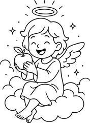 Beautiful Angel coloring pages for kids with Christmas