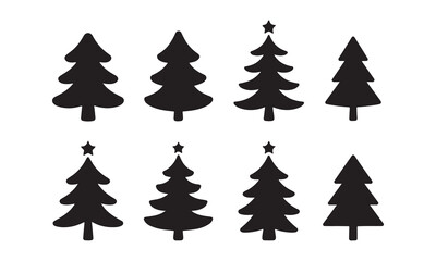 Obraz premium Christmas Tree Vector Silhouette Set – Festive Holiday Tree Icons Collection