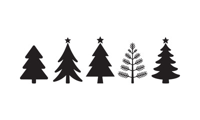 Obraz premium Christmas Tree Icon Set – Vector Silhouette Holiday Tree Collection