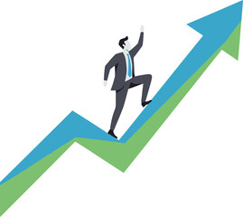 Fototapeta premium Business Growth, Climbing to Success, Financial Success, Upward Trend, Career Progression