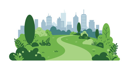 city skyline meets lush green park nature © mst