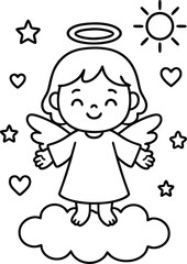 Obraz premium Beautiful Angel coloring pages for kids with Christmas