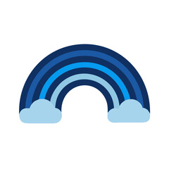 Obraz premium Illustration of a blue rainbow with multiple shades and two light blue clouds at the bottom ends