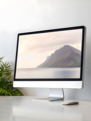 Fototapeta premium Realistic digital screen mockup showing blank social media post