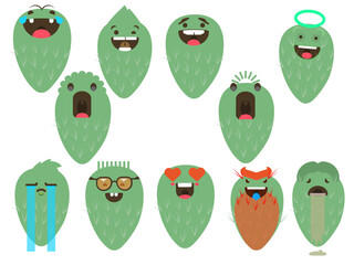 set of smiles nopal cactus sticker