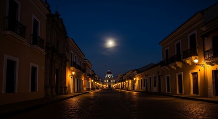 Fototapeta premium Peaceful Night Street Scene.