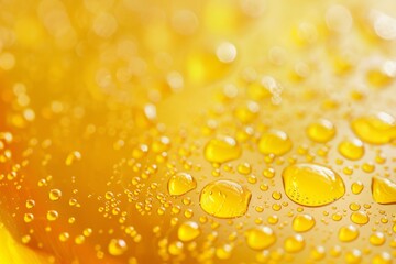 Golden liquid with bubbles is perfect for design projects, featuring an invigorating and dynamic visual appeal