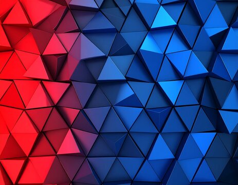 Abstract geometric pattern of triangles in red and blue (1)