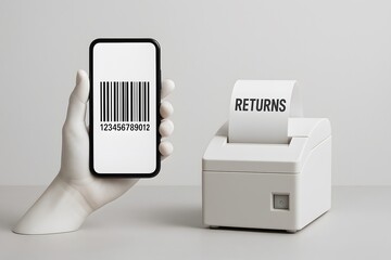 A barcode scanner in use for a product return.