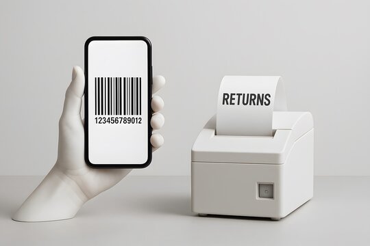 A barcode scanner in use for a product return. 