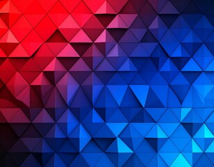 Abstract geometric pattern of triangles in vibrant red and blue