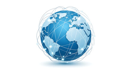Global network connecting the world with glowing nodes and lines