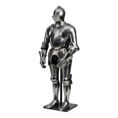 Obraz premium Middle ages suit of armor on display with helmet and gauntlets