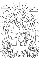 Beautiful Angel coloring pages for kids with Christmas