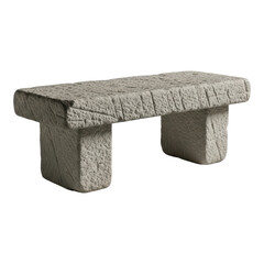 Stone bench with rough texture and transparent background
