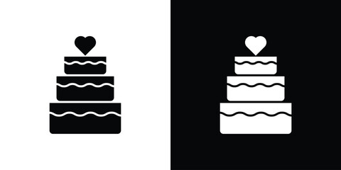 Wedding cake icon. flat and line style collection.