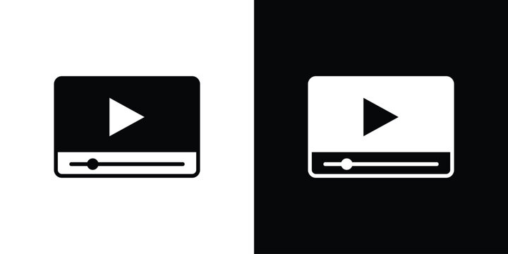 Video tutorial icon. flat and line style collection.