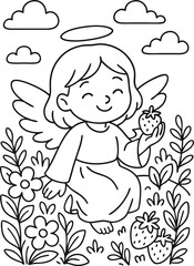 Beautiful Angel coloring pages for kids with Christmas