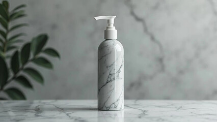 Cosmetic bottle on marble