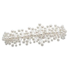 Elegant Bridal Hair Vine with Luminous Pearl Starburst Clusters on a White Background