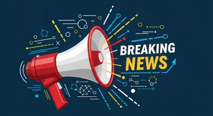 Urgent Announcement Loudspeaker Broadcasting Breaking News and Important Information to the Public