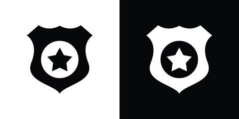 Police badge icon. flat and line style collection.