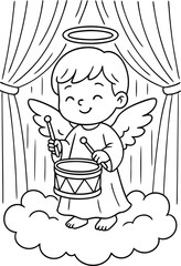Beautiful Angel coloring pages for kids with Christmas