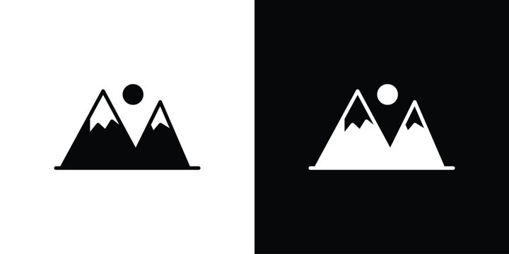 Mountain icon. flat and line style collection.