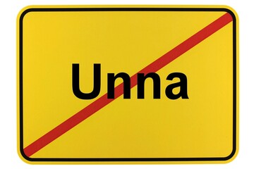 Illustration eines Ortsschildes der Stadt Unna in Nordrhein-Westfalen