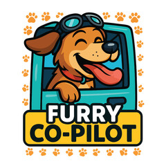 Rear Window Car Sticker- Funny Dog Driving Car As Furry Co Pilot Adventure Companion