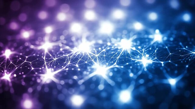 Abstract neural network simulation showing a glowing brain connectome with changing light and depth. Digital technology footage.