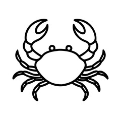 Bold Line Drawing of a Crab with Claws and Multiple Legs