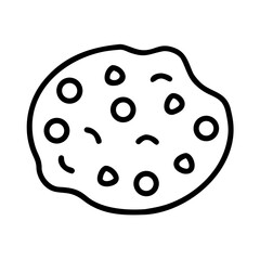 Single line drawing of a chocolate chip cookie with visible chips