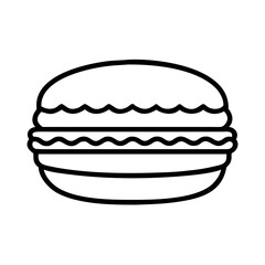 Simple and Bold Line Art Style Burger with Wavy Toppings Design